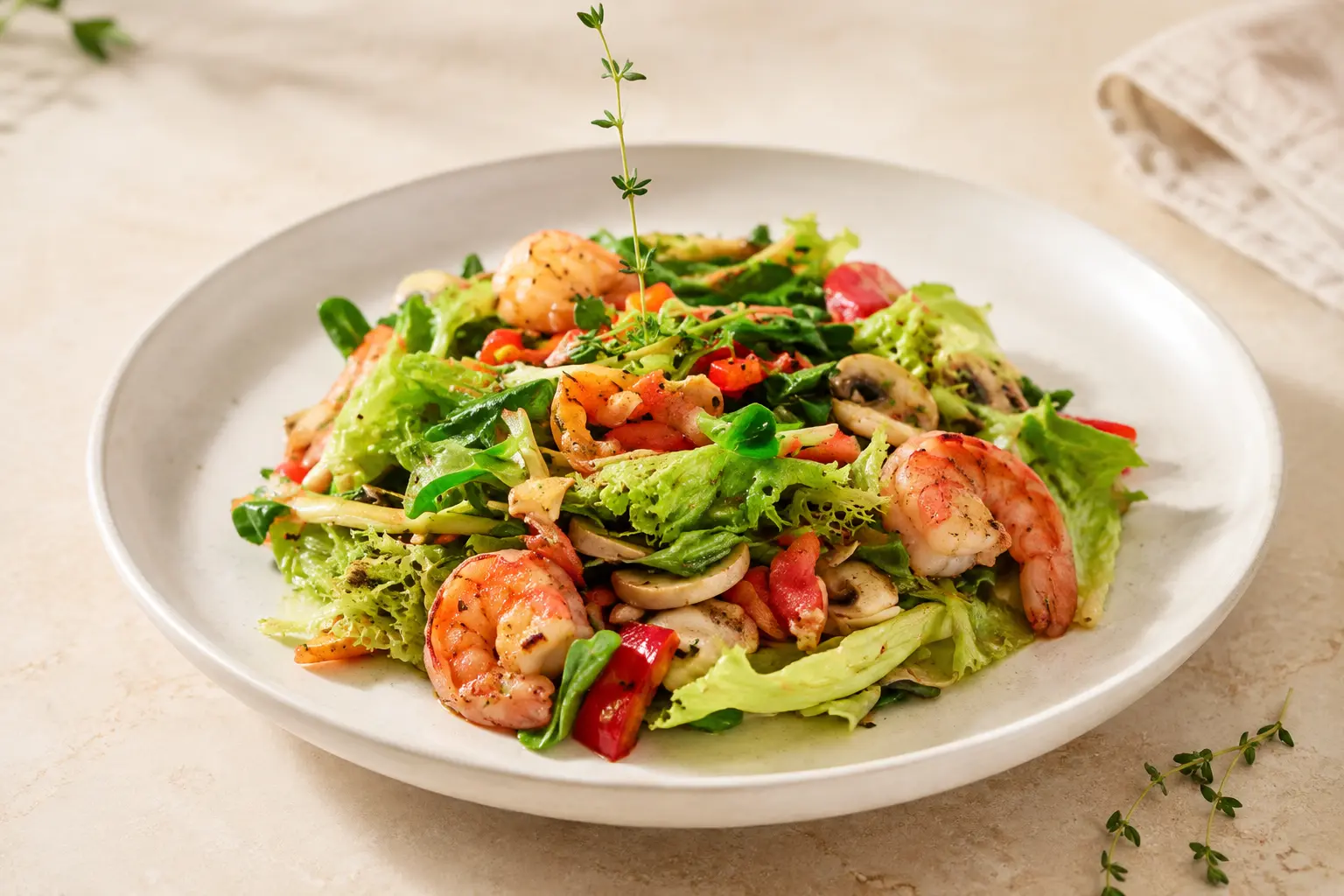 Garnelensalat mit frischen Champignons
