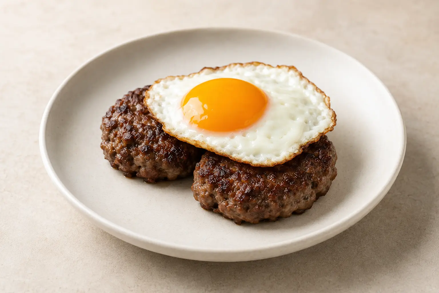 Gehacktes Rindersteak mit Spiegelei