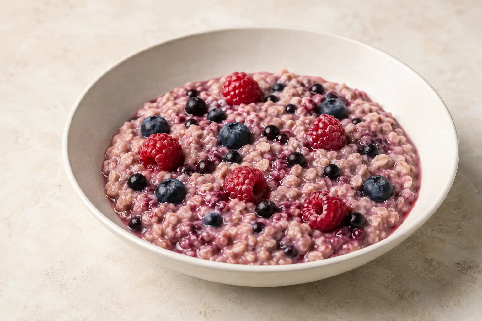 Apfelsaft-Haferbrei mit Beeren
