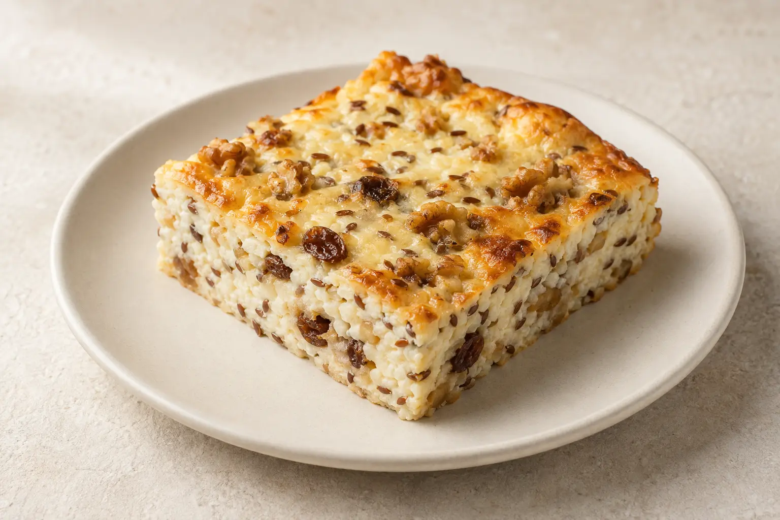 Quarkauflauf mit Leinsamen und Walnüssen